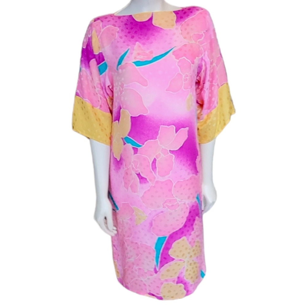 Vintage‎ All Silk Flora Kung Pastel Pink Dress 4